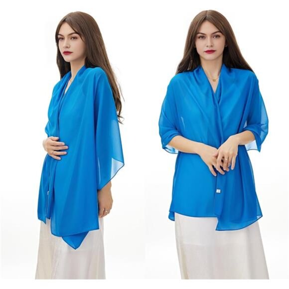 Women Lightweight Breathable Solid Color Soft Chiffon Long - Picture 5 of 7